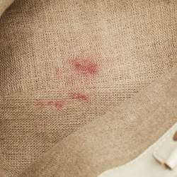 Pre Owned Miu Miu Floral Cut Off White Leather Hobo