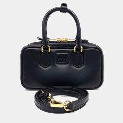 Pre Owned Miu Miu Black Leather Arcadi Tote And Crossbody Bag
