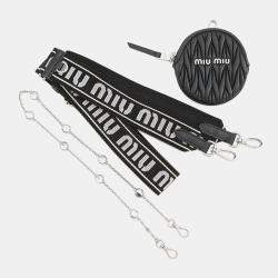 مملوكة مسبقًا Miu miu Matelasse Round Shoulder Bag Black Nappa Leather