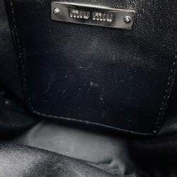 مملوكة مسبقًا Miu miu Matelasse Round Shoulder Bag Black Nappa Leather