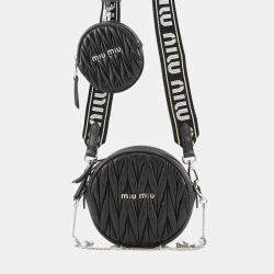 مملوكة مسبقًا حقيبة كتف دائرية ميو ميو ماتالاسي جلد نابا أسود