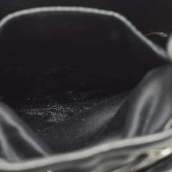 Pre Owned Miu Miu Crystal Fringe Black Leather Drawstring Bucket Bag