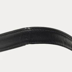 Pre Owned Miu Miu Crystal Fringe Black Leather Drawstring Bucket Bag