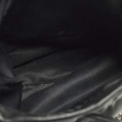 Pre Owned Miu Miu Crystal Fringe Black Leather Drawstring Bucket Bag