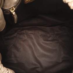 Pre Owned Miu Miu Gathered Beige Vitello Shine Leather Hobo