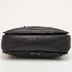 مملوكة مسبقًا Miu Miu Pushlock Black Madras Leather Tote