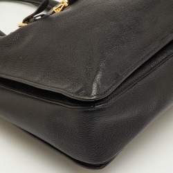 مملوكة مسبقًا Miu Miu Pushlock Black Madras Leather Tote