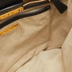 مملوكة مسبقًا Miu Miu Pushlock Black Madras Leather Tote
