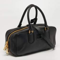 Pre Owned Miu Miu Arcadie Large Black Leather Satchel
