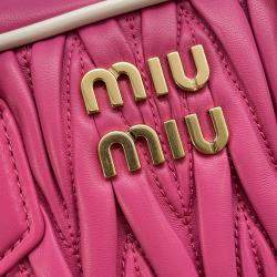 Pre Owned Miumiu Arcadi Matelasse 2-Way Bag Pink Leather