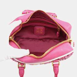 Pre Owned Miumiu Arcadi Matelasse 2-Way Bag Pink Leather