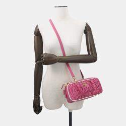 Pre Owned Miumiu Arcadi Matelasse 2-Way Bag Pink Leather