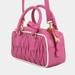 Pre Owned Miumiu Arcadi Matelasse 2-Way Bag Pink Leather