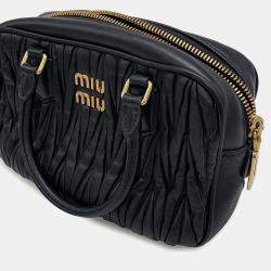 Pre Owned حقيبة ميو ميو أركادي ماتيلاسي 2-واي جلد أسود