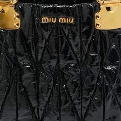 مملوكة مسبقًا Miu Miu Black Matelasse Patent Leather Open Tote