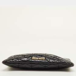 Pre Owned حقيبة كلتش ميو ميو جلد ماتيلاس فضي معدني