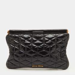 Pre Owned حقيبة كلتش ميو ميو جلد ماتيلاس فضي معدني