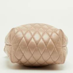 Pre Owned Miu Miu Beige Vitello Shine Leather Drawstring Bucket Bag