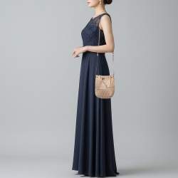 Pre Owned Miu Miu Beige Vitello Shine Leather Drawstring Bucket Bag