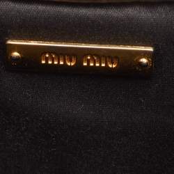 Pre Owned Miu Miu Pushlock Off White Madras Leather Crossbody Bag