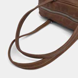 Pre Owned Miu Miu Brown Leather Napa Top Handle Pocket Bag