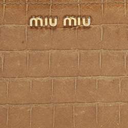 Pre Owned محفظة ميو ميو بنية جلد محفور كروك صغيرة