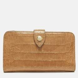 Pre Owned محفظة ميو ميو بنية جلد محفور كروك صغيرة