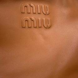 Pre Owned Miu Miu Miu Bow Handbag Leather Bag Brown