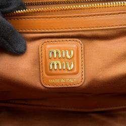 Pre Owned Miu Miu Miu Bow Handbag Leather Bag Brown