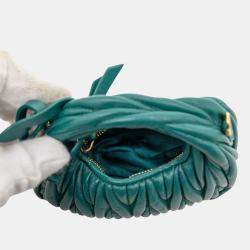 Pre Owned Miu Miu Green Micro Nappa Matelasse Wander Bag