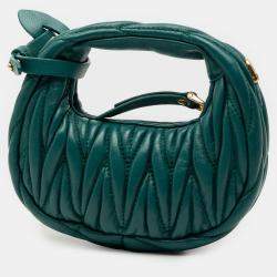 Pre Owned Miu Miu Green Micro Nappa Matelasse Wander Bag