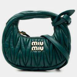 Pre Owned Miu Miu Green Micro Nappa Matelasse Wander Bag