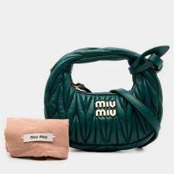 Pre Owned Miu Miu Green Micro Nappa Matelasse Wander Bag