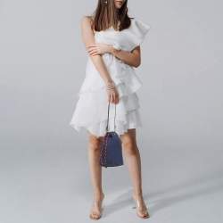 مملوكة مسبقًا حقيبة ميو ميو جباردين قماش أزرق برباط بوكيت