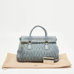 مملوكة مسبقًا Miu Miu Light Blue Matalasse Leather Zip Satchel