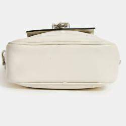 مملوكة مسبقًا Miu Miu White Leather Crystal Embellished Top Handle