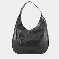 مملوكة مسبقًا Miumiu Hobo Bag Black Leather