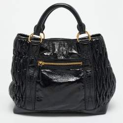 مملوكة مسبقًا حقيبة يد توتس ميو ميو جلد ماتيلاس لامع أسود