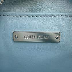 Pre Owned Miumiu Materassee 2Way Shoulder Bag Light Blue Leather