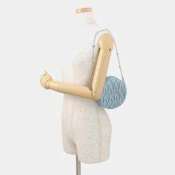 Pre Owned Miumiu Materassee 2Way Shoulder Bag Light Blue Leather