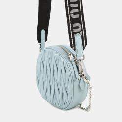 Pre Owned Miumiu Materassee 2Way Shoulder Bag Light Blue Leather