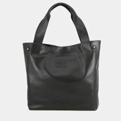 Pre Owned Miumiu Hobo Bag Black Soft Leather