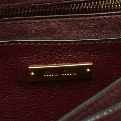 Pre Owned حقيبة يد علوية ميو ميو غطاء دفع قفل جلدي مادراس عنابي