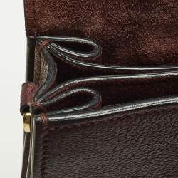 Pre Owned حقيبة يد علوية ميو ميو غطاء دفع قفل جلدي مادراس عنابي