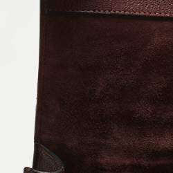 Pre Owned حقيبة يد علوية ميو ميو غطاء دفع قفل جلدي مادراس عنابي