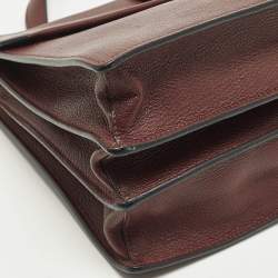 Pre Owned حقيبة يد علوية ميو ميو غطاء دفع قفل جلدي مادراس عنابي