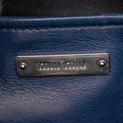 Pre Owned حقيبة ميو ميو ماتيلاسي أزرق نابا مرصعة بالكريستال