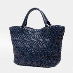 Pre Owned حقيبة ميو ميو ماتيلاسي أزرق نابا مرصعة بالكريستال