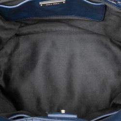 Pre Owned حقيبة ميو ميو ماتيلاسي أزرق نابا مرصعة بالكريستال