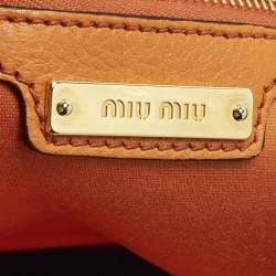 Pre Owned Miu Miu Orange Leather Open Shopper Tote